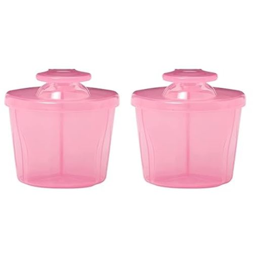 Dr. Brown's Baby Formula Dispenser with Snap-On Lid for On-The-Go Feedings,Milk Powder Dispenser for Traveling with Infant,Pink Pack of 2