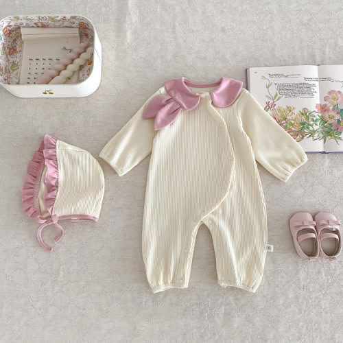 Baby Girl Rabbit Collar Romper with Hat