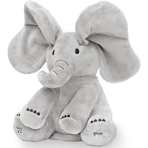 Tippi Peek a Boo Elephant Toy - Interactive Singing Elephant Teddy with Flapping Ears - for Newborn Baby Boys or Girls - Peekaboo Soft Toy for Babies 0-12 Months +