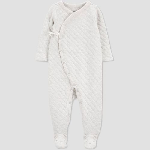 Carter's Just One You®️ Baby Heather Sceneic Sleep N' Play - Brown Newborn: Cotton-Polyester Blend, V Neck, Long Sleeve, Footed Pajamas