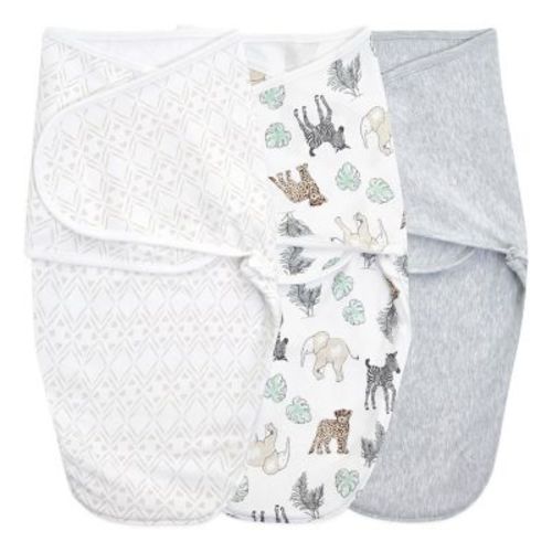 aden + anais™ essentials easy swaddle™ Size 0-3M 3-Pack Wrap Swaddles in Grey - GREY - 0-3 MONTHS