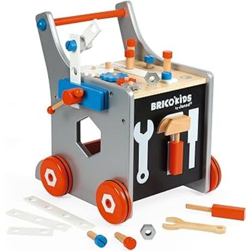 Janod Brico'kids Magnetic DIY Trolley - Walker with 26 Accessories - Ages 18+ Months - J06478