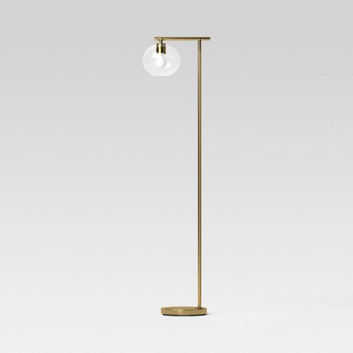 Brass Floor Lamp with Glass Shade - Threshold™: Modern Standing Light, ETL Listed, Metal Body
