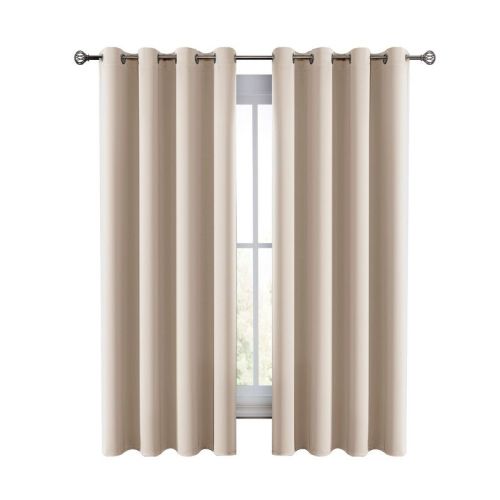 63-inch Short Drop Window Blackout Curtains Thermal Grommet Curtains For Living Rooms - 52''x63'' (beige)