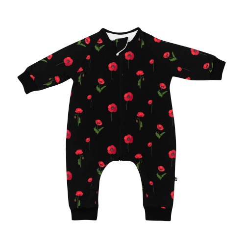 Slumber Suit in Midnight Poppies- size L