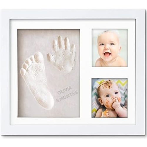 Little Hippo Baby Footprint Kit & Keepsake | Baby Handprint Kit | Baby Hand and Footprint Kit, Baby Shower Gifts for New Mom, New Dad Gifts, Newborn Gifts (White)