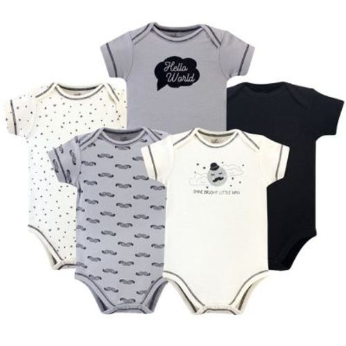 Touched by Nature Baby Boy Organic Cotton Bodysuits 5pk, Mr. Moon, 6-9 Months