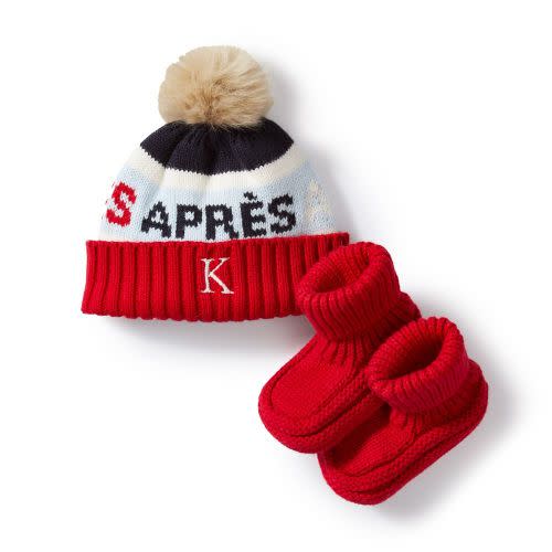 Cotton Cashmere Pom Pom Hat & Bootie Set - Apres