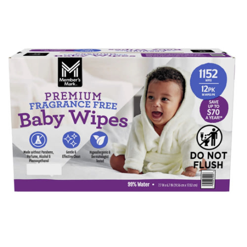 Member's Mark Premium Baby Wipes, Fragrance Free, 12 pk., 1152 Wipes - Sam's Club