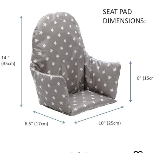 High Chair Cushion for IKEA Antilop Highchair. Padded Chair Cushion for Baby - Easy to Fit and Fully Wipe Clean Seat Pad - High Chair Accessories Designed for IKEA Antilop (Grey Stars)