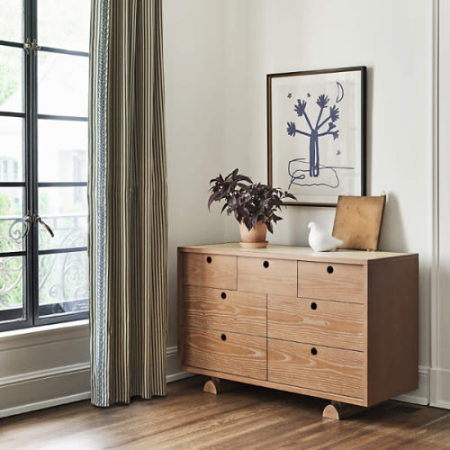 Storied 51" Hazelnut Wood and Stone Wide 7-Drawer Kids Dresser by Jeremiah Brent
