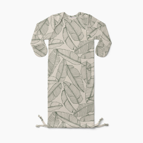 Goumi Kids x Babylist Printed Drawstring Baby Gown - Banana Leaf, Newborn