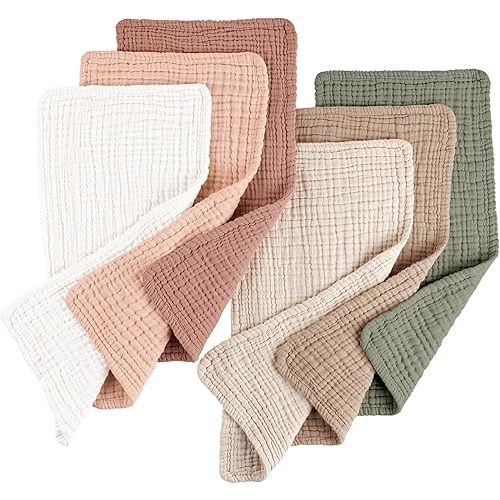 Konssy Muslin Baby Burp Cloths Sets for Unisex- 6 Pack Large 100% Cotton Burping Clothes for Newborn,Baby Girls and Boys