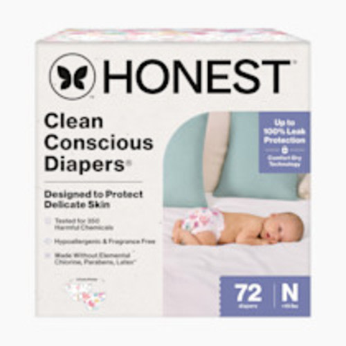 The Honest Company Clean Conscious Disposable Diapers - Rose Blossom + Tutu Cute, Nb, 72 Count