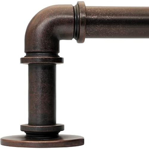 Industrial Curtain Rods for Windows 18 to 88 Inch, 1 Inch Blackout Wrap Around Drapery Rods, Adjustable Farmhouse Curtain Pole, Wall or Ceiling Mounted, for Living Room(Antique Red Bronze)