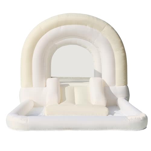 Bounceland Daydreamer Creamsicle Bounce House w/Ball Pit, Neutral Bouncer, 11.8 ft L x 6.9 ft W x 5.9 ft H, UL Blower Included, Basketball Hoop, 30 Pastel Plastic Balls, Trendy Bouncer for Kids