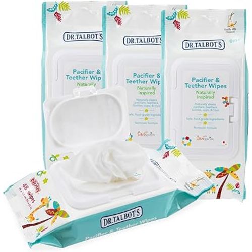 Dr. Talbot's Pacifier & Teether Wipes Naturally Inspired with Citroganix, Vanilla Milk (Pack of 4, 192 Count)