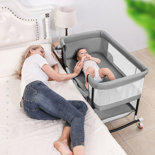 Zoomie Kids Cradle, Bedside Crib for Baby, 4 in 1 Movable Beside Bassinet with Mosquito Nets | Wayfair