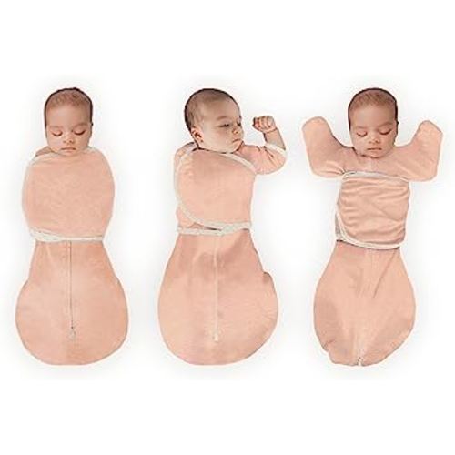 SwaddleDesigns 6-Way Omni Swaddle Sack Arms Up Swaddle for Newborn, More Options to Calm Startle Reflex, Improves Sleep, Easy Transition Baby Sleep Sack, Small, 0-3 Month, Heathered Peach Blush
