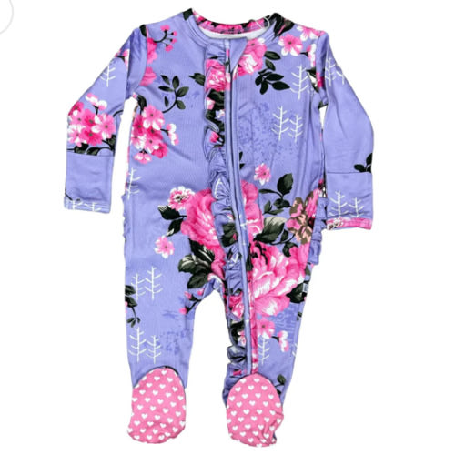 3-6 mo Violet Baby Ruffle Pajama – Double the Sprinkles