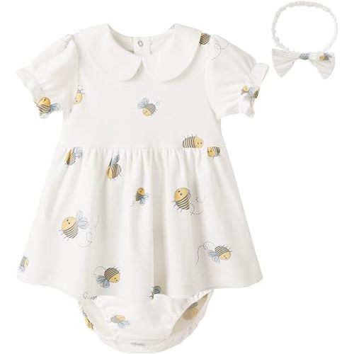 pureborn Baby Toddler Girl Dress with Bloomer Short and Long Sleeve Playwear Dress with Diaper Cover