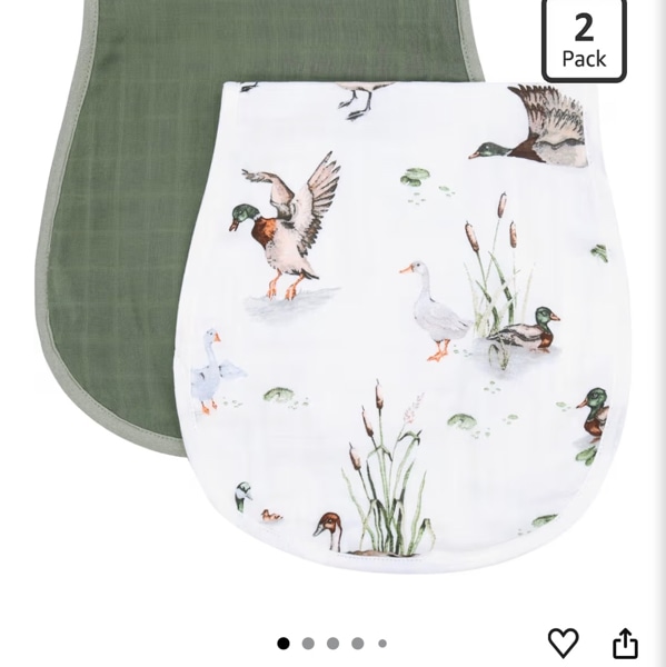 LifeTree Muslin Baby Burp Cloths - 2 Pack 70% Viscose from Bamboo and 30% Cotton Large 22'' by 10'' Absorbent Milk Spit Up Rags - Burping Cloths for Newborn, Girls Boys, MallardDuck & Olive