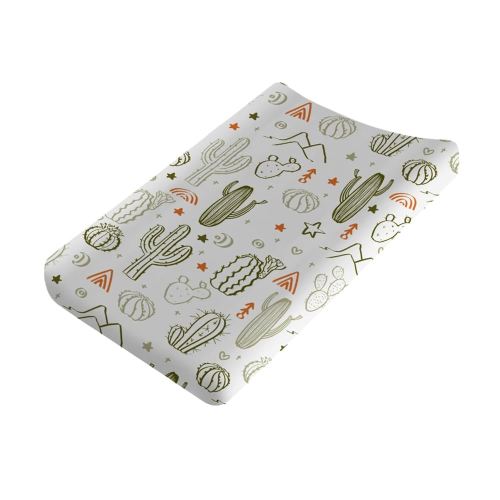 Boho Sunrise Cactus Baby Changing Pad Covers for Boy Girl 32''x16'' Western Cactus Desert Southwest Mountains Sun Rainbow Fitted Diaper Change Table Mats Soft Breathable Nursery Changing Table Sheets