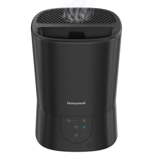 Honeywell Easy-to-Care Filter Free Warm Mist Humidifier, Medium Rooms, 1.5 Gallon Tank – Humidistat for Bedroom, Home or Office Black