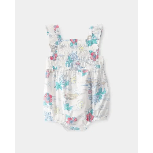 Baby Girl Tropical Beach Sleeveless Romper - Ivory/Green | Carter's