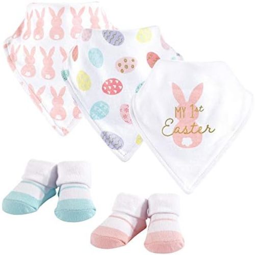 Hudson Baby Unisex BabyCotton Bib and Sock Set