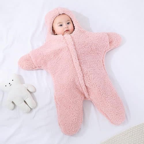 Baby Starfish Onesie, Thick Fleece Wearable Starfish Baby Onesie, Newborn Starfish Swaddle Bag