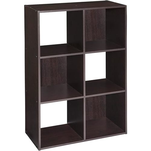 ClosetMaid Cubeicals 6 Cube Storage Shelf Organizer Bookshelf, Stackable, Vertical or Horizontal, Easy Assembly, Wood, Chocolate Finish