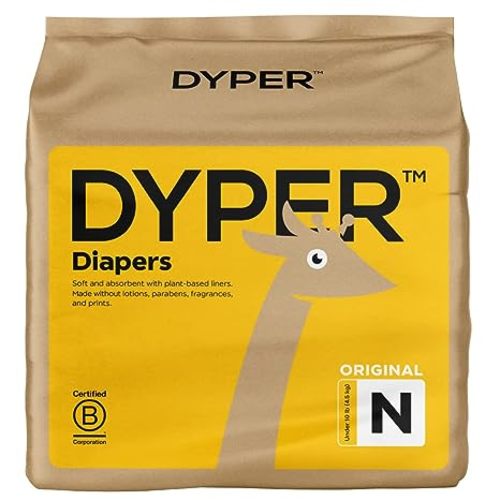 DYPER Viscose from Bamboo Baby Diapers Size Newborn | Honest Ingredients | Cloth Alternative | Day & Overnight | Made with Plant-Based* Materials | Hypoallergenic for Sensitive Newborn Skin, Unscented
