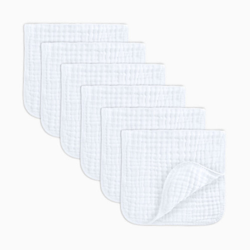 6-Layer Muslin Burp Cloths Set - White