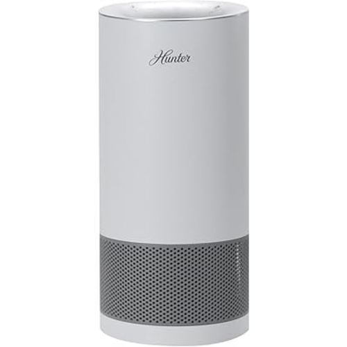 Hunter HP450UV Round Air Purifiers for Home, True HEPA Air Purifier Tower for Pets, Odors, Allergens, Smoke, Dust, VOC's. HEPA Air Purifiers for Bedroom and Small Room. White