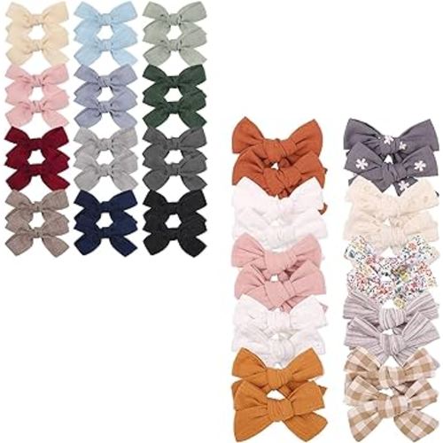 doboi 24PCS 2.8'' Baby Hair Bows Clips and 20PCS 3.6 Inches Baby Girls Linen Hair Bows Clips