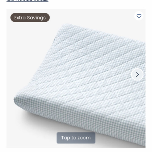 Ditsy Gingham Classic Cool Organic Cotton Percale Quilted Changing Pad Cover