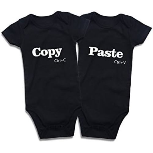 DEFAHN Funny Twins Baby Bodysuits Boys Girls Rompers 2 Pack Twin Matching Clothes Outfits for Newborn Infant