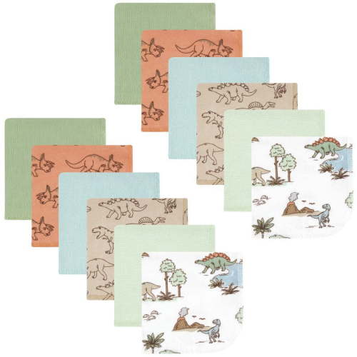 Hudson Baby Flannel Washcloths, Dinosaur Adventures 12Pk, One Size