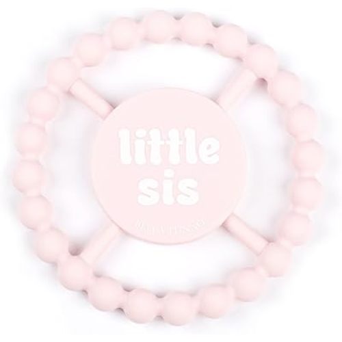 Bella Tunno Happy Teether for Girls– Soft & Easy Grip Baby Girl Teether Toy, Silicone Teether Ring to Help Soothe Gums, Non-Toxic and BPA Free, Little Sis