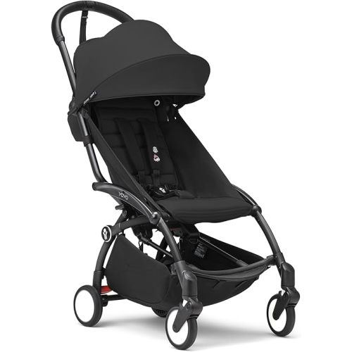 Stokke YOYO3 Stroller from 6 Months - Includes Black Frame, Seat Cushion & Canopy - Folds in & Out in a Flash - Light & Compact - Carry-On Compatible