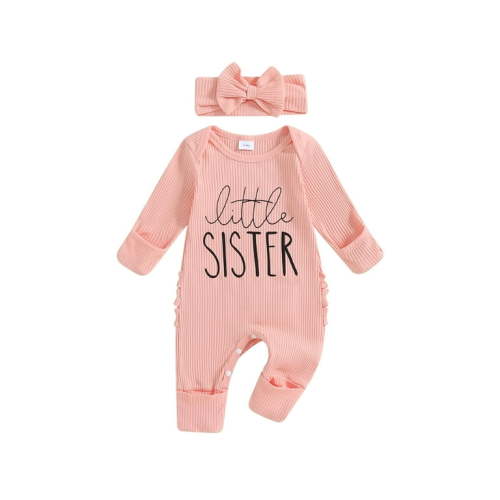 Qtinghua Baby Girl Clothes Newborn Little Sister/Hello World Outfit Long Sleeve Romper Jumpsuit Preemie Baby Girl Clothes