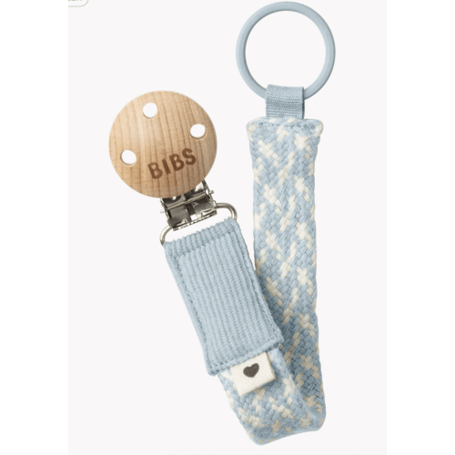 Braided Pacifier Clip Baby Blue & Ivory | bibsworld.com – Bibsworld store US