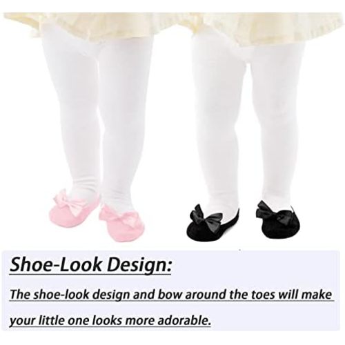 Baby Tights Non Slip Baby Girl Tights Plain/Shoe-Look Leggings Seamless Pantyhose Warm Cotton Leggings Non-Skid