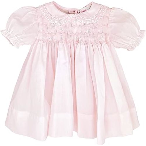 Amazon.com: Petit Ami Baby Girls' Fully Smocked Dress with Lace Trim, 3 Months, Pink: Clothing, Shoes & Jewelry