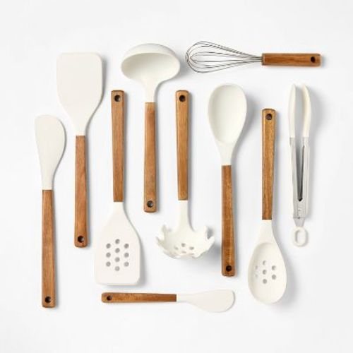 10pc Silicone/Acacia Kitchen Utensil Set - Figmint™