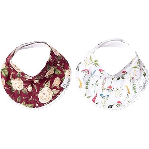 Copper Pearl Baby Bandana Drool Bibs for Drooling and Teething 2-Pack Fashion Bibs Gift Set For Girls “Scarlet