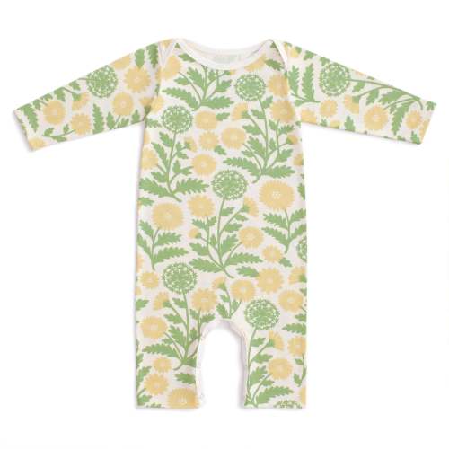 Long-Sleeve Romper - Dandelions Green & Yellow