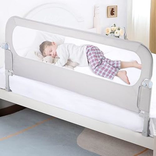 Baby Bed Rail Guard for Toddlers - 58.7" Toddler Bed Rails for Twin, Full, Queen, King Bunk Size Bed Swing Down Bedrail Extral Tall Child Safety Side Railing Guards for Kids