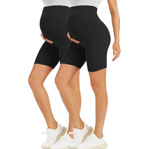 BONVIGOR Maternity Shorts Over The Belly Biker Workout Yoga Active Athletic Pregnancy Short Pants Lounge Pajama